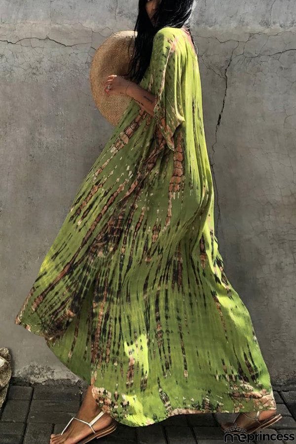 Live Freely Tie Dye Boho Loose Cover-up Dress
