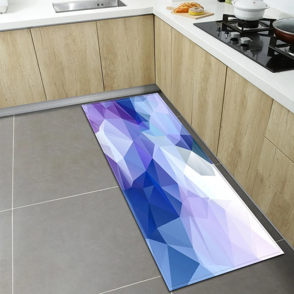 Kitchen Floor Mat Home Entrance Doormat 3D Geometry Living Room Bedroom Decoration Carpet Hallway Balcony Bathroom Anti-Slip Rug