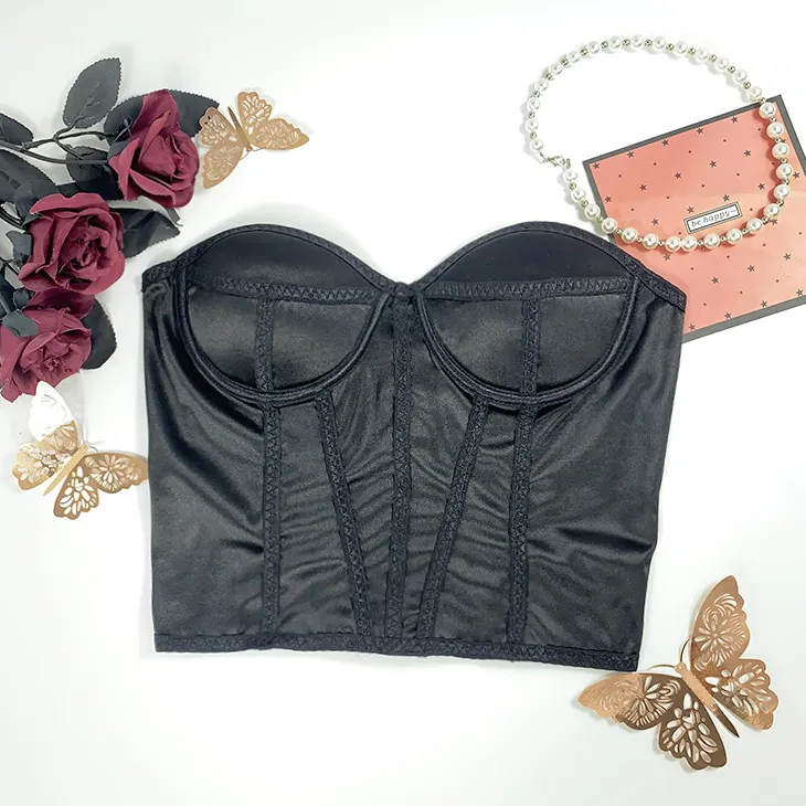 Churchf Churchf Hot Girl Wind Fashion Inside With Chest Pad Steel Ring Breasted Waist Show Thin Tight Chest Wrapped Strapless Top
