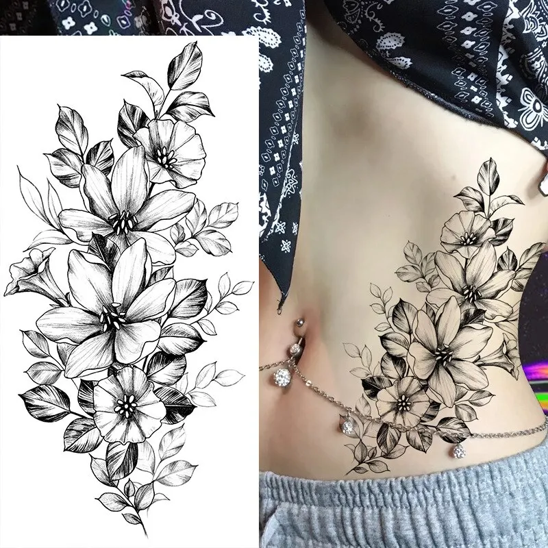 Sdrawing Tattoos New Flash Waterproof Temporary Tattoo Sticker Lip Print Flowers Butterfly Body Art Arm Fake Sleeve Tatoo for Women