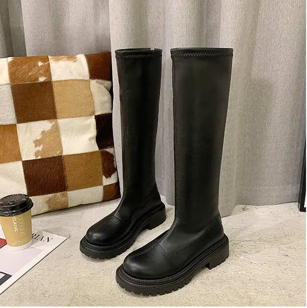 Black Patent Leather Ankle Boots Round Toe Patent Leather Beige Ladies Fashion Winter Long Women's Boots Botas Mujer