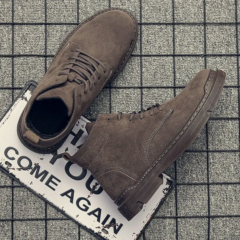 Athvotar Winter New Fashion Boots Male British Mid-Top Worker Boots Hight-Top Vintage Trendy Casual Wild Trendy Shoes 601-0