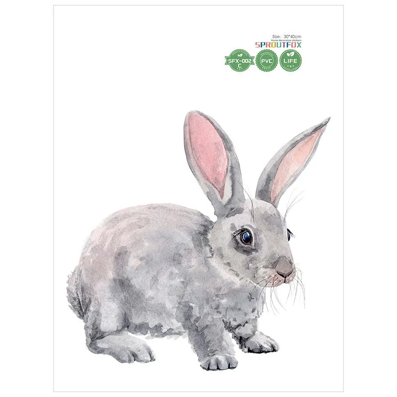 Color Wall Stickers For Kids Rooms Rabbits Christmas Home Decoration Accessories 2021 Bedroom Girl Vinyl Decorative 30*40cm