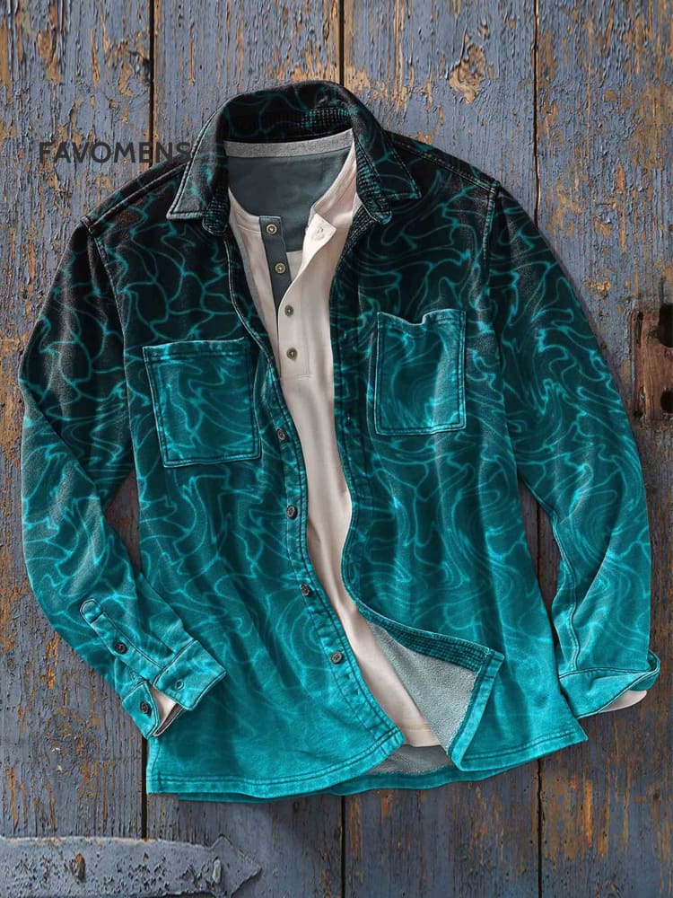 Men&rsquo;s Vintage Art Print Casual Long Sleeve Shirt Multicolor / S
