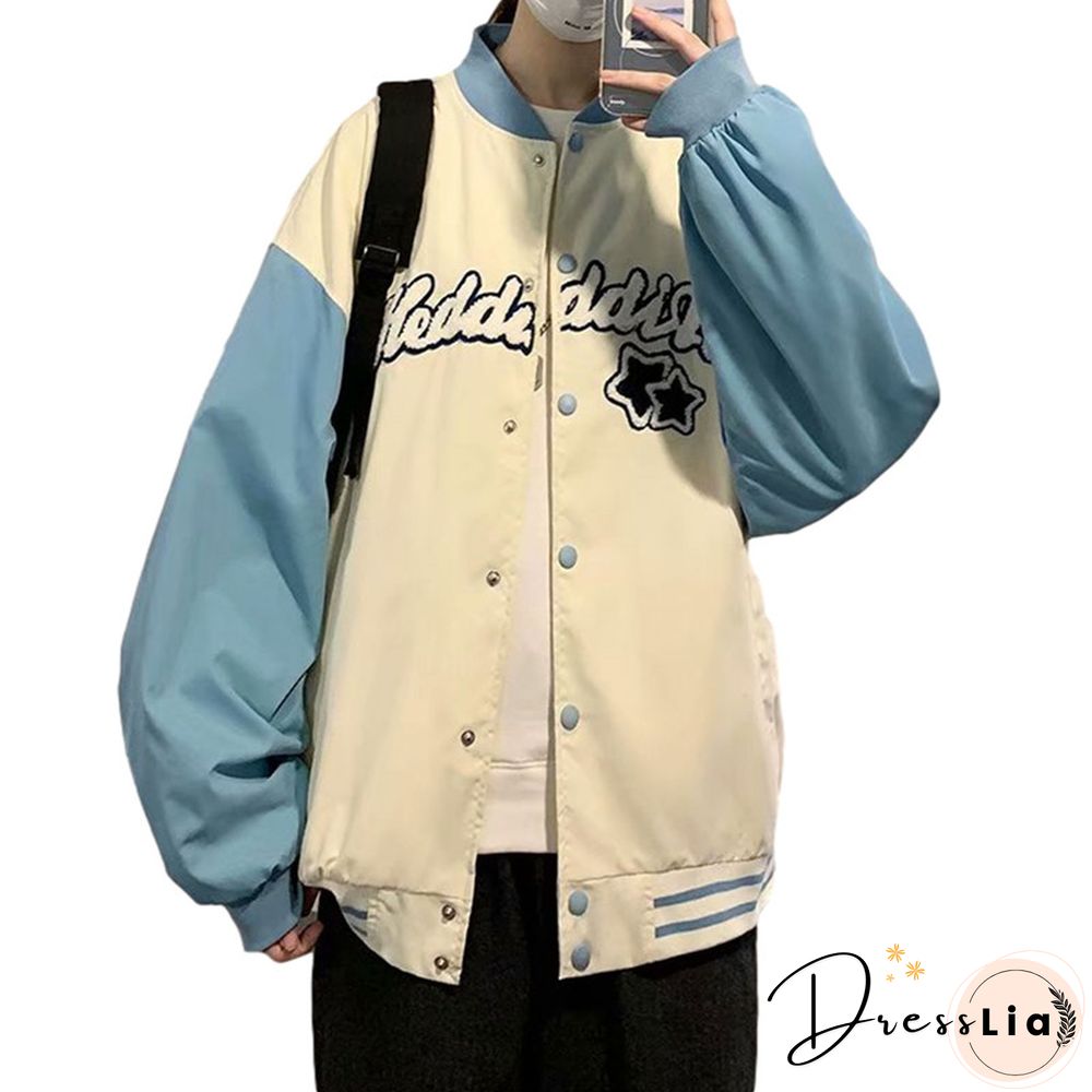 Baseball Bomber Jacket Female Men Zip Up Jacket Women Clothing Harajuku Plus Size Streetwear Outerwear Japanese