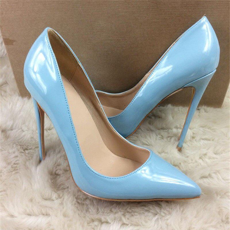 GOOSHOE Sandal Light Blue Pointed Toe 12cm High Heel Women Shoes Plus Size