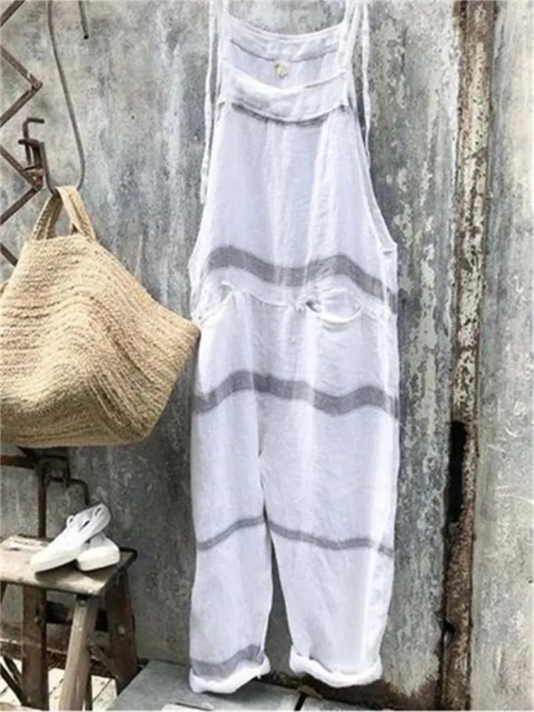 Big Pockets Striped Cami Cocoon Jumpsuit