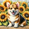 Corgi-Peinture diamant foret rond-40*40cm