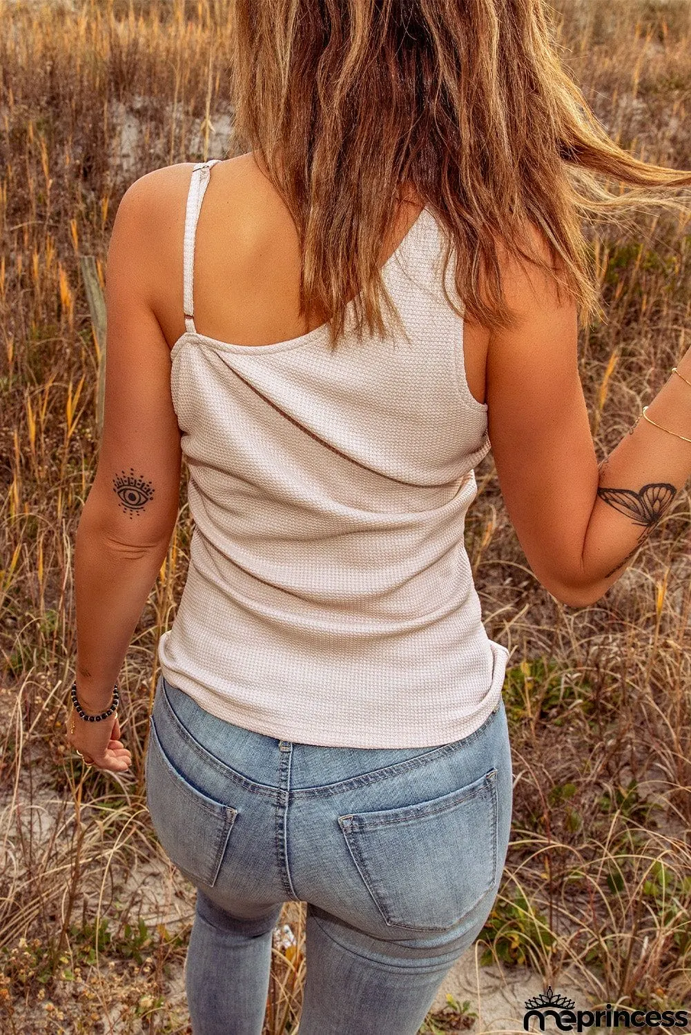 One-shoulder Ribbed Tank Top
