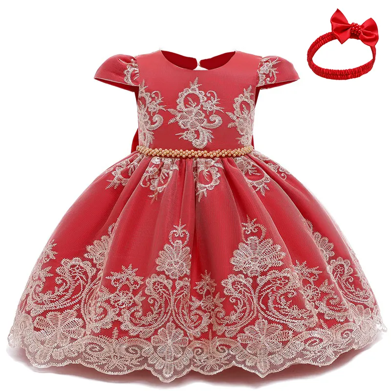 Uveng Flower Lace Baby Girl Dress Wedding Party Children Girls Clothing 0-8 Years Princess Pageant Kids Dresses for Girls Costume