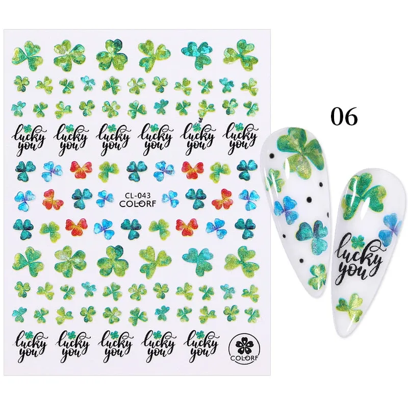 1PC 3D Nail Stickers Spring Flowers Leaves Self-Adhesive Slider Nail Art Decorations Leaf Love Heart Decals Manicure Accessories-Nail Inspo