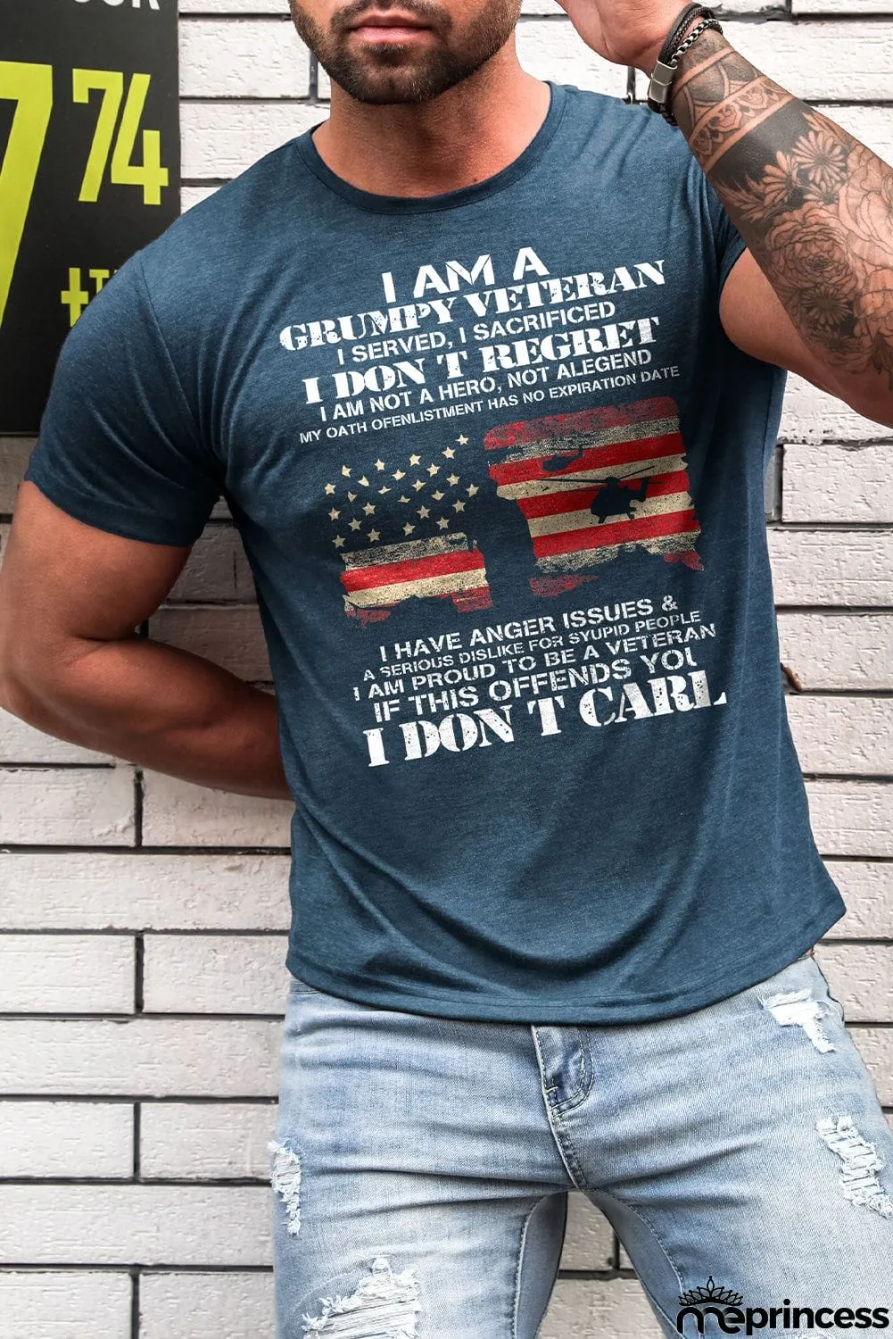 USA Flag Print Men's Tee