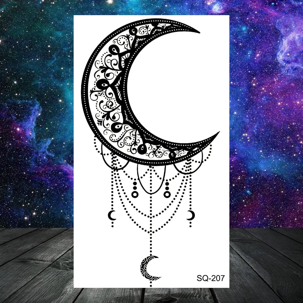 3D Universe Planet Temporary Tattoos For Women Adult Kids Girl Lotus Moon Outer Space Fake Tattoo Neck Arm Hands Small Tatoos