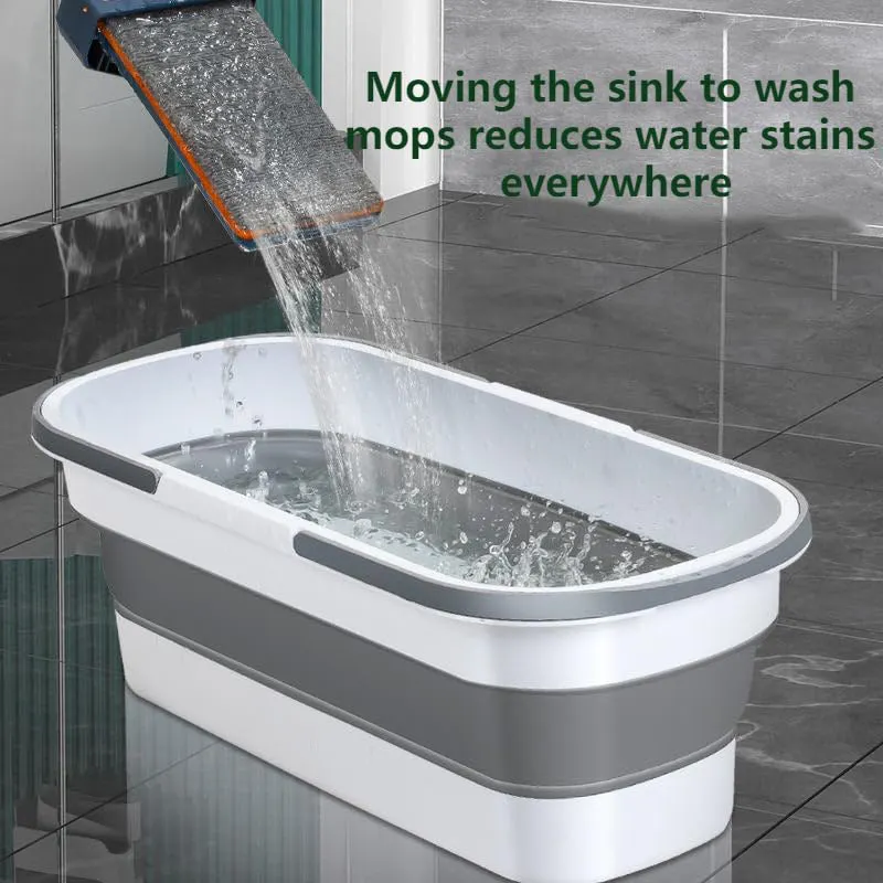 SAKER&reg; Large Flat Mop and Scalable Bucket with Wheels