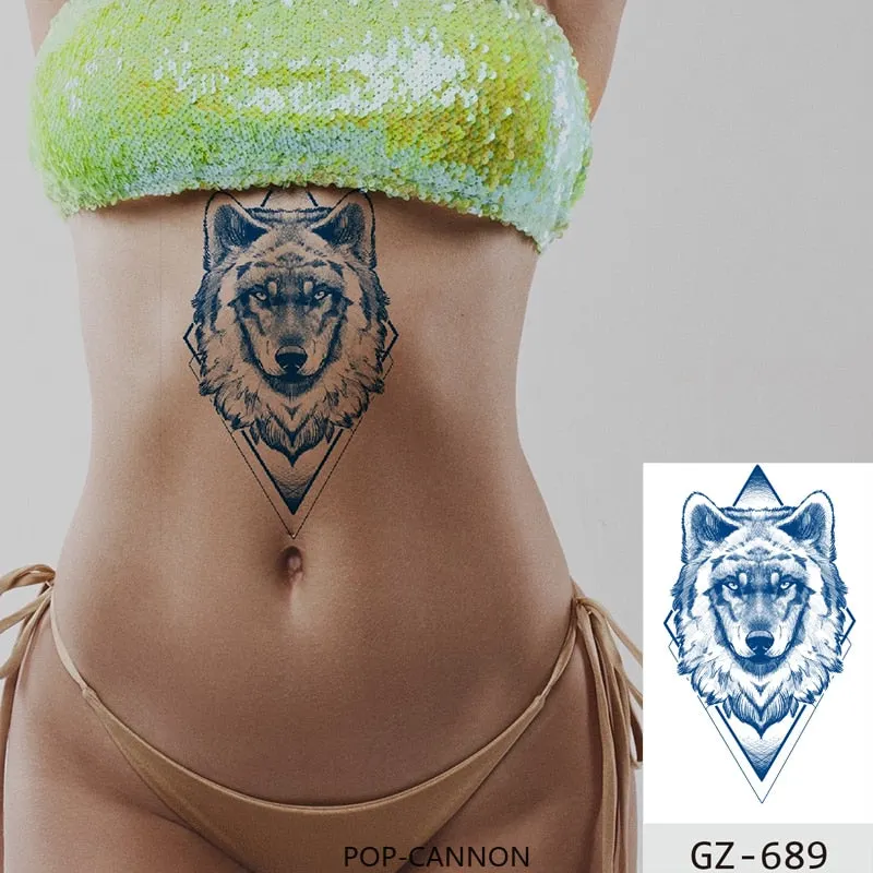 Temporary Tattoo Stickers Dragon Eagle Juice Timberwolves Ink Lasting Waterproof Natural Arm Body Chest Realistic Art Fake Tatoo