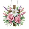 (US Local)Cross Rose Theme   DIY Diamond Art Pendant Wall Decor for Home & Windows
