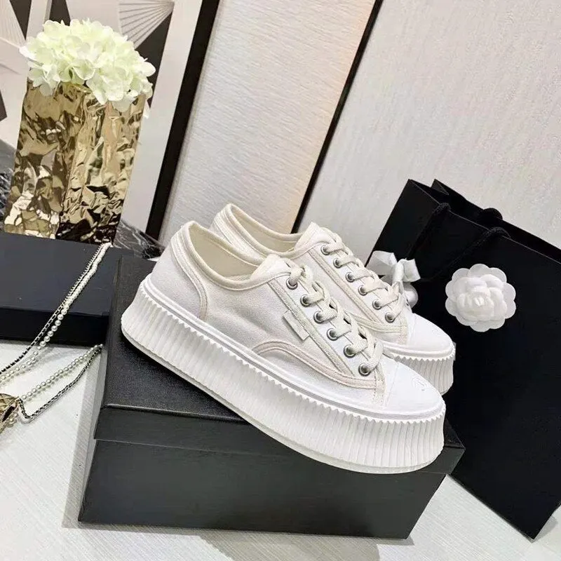 Little White Shoes Female Lace-Up Platform Cake Thick-Soled Casual Biscuit Shoes Female 2021 Spring And Autumn New Inner Increas