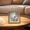 Diamond Painting Wooden Double-Sided Dragonfly and Flowers Ornaments Kit with Photo Frame Desktop