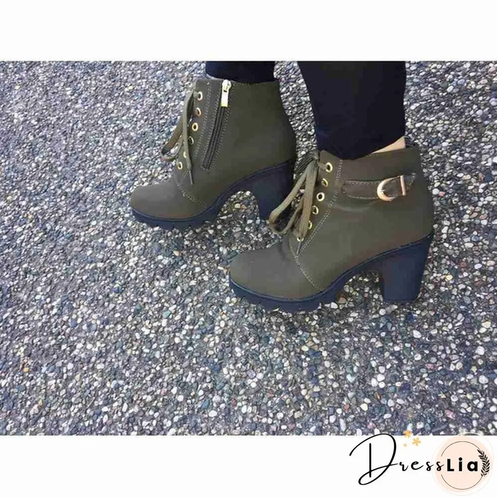 New Large Size Ladies Shoes Thick Heel Short Boots Botas De Mujer Ladies Boots Womens Shoes for Women