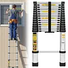 [US Local Warehouse] 4.4m Telescoping Ladder with 2 Triangle Stabilizers Portable Folding Loft Ladder