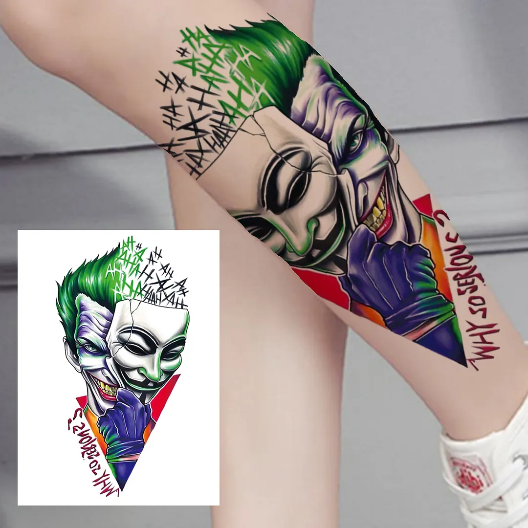 Sdrawing Mouth Skeleton Temporary Tattoos For Women Men Child Boys Halloween Fake Clown Tattoo Sticker Owl Skull Demon Tatoo Body Arm