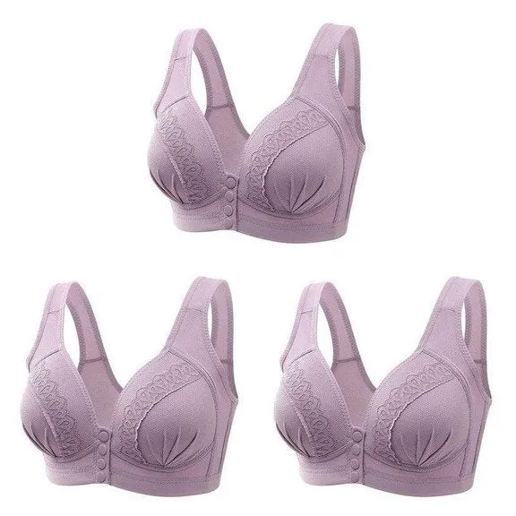 LB&reg;Moisture-wicking Skin-Friendly Cotton Front Button Bra- BUY 1 GET 2 FREE