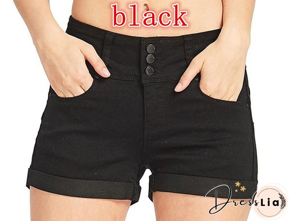 Plus Size Womens Ladies High Waist Short Jeans Shorts Denim Pants