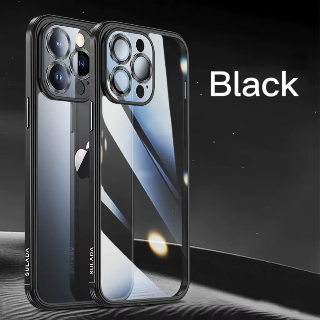 For iPhone13/14 Lens Nano Glass Metal Frame Phone Case
