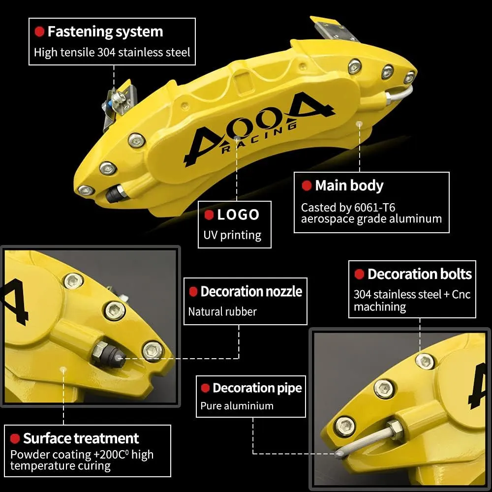 Car caliper modification: Aluminum alloy brake caliper cover decoration (aluminum alloy screw fixing type)