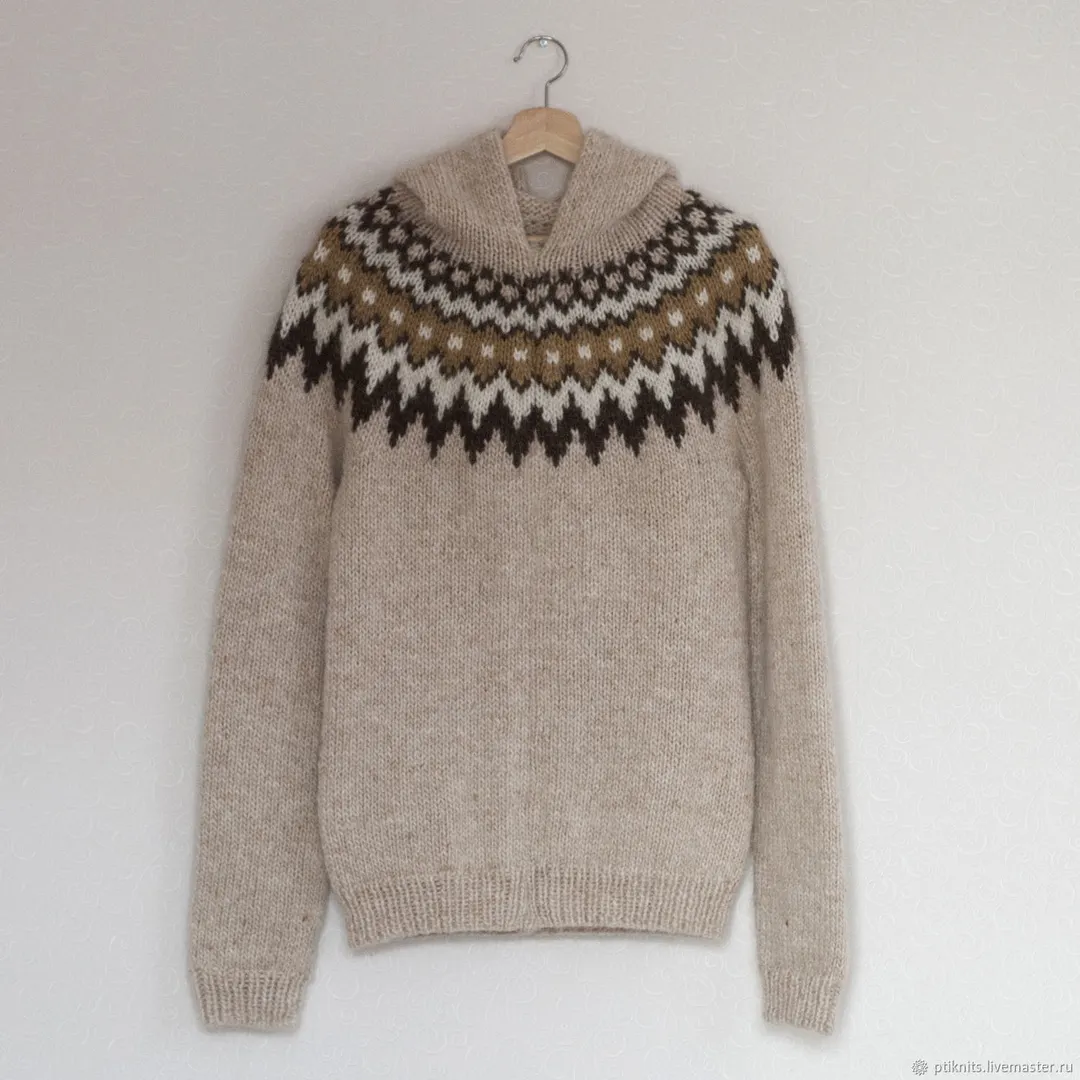 Vintage Patterned Knitted Icelandic Hooded Sweater（Unisex）