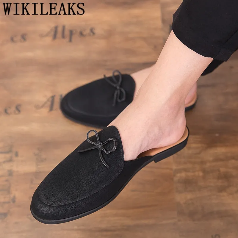 Half Shoes For Men Italian Brand Mule Masculino Coiffeur Mens Casual Shoes Hot Sale Designer Shoes Men High Quality Buty Meskie