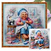 Happy Old Lady - 11CT Stamped Cross Stitch - 45*45cm
