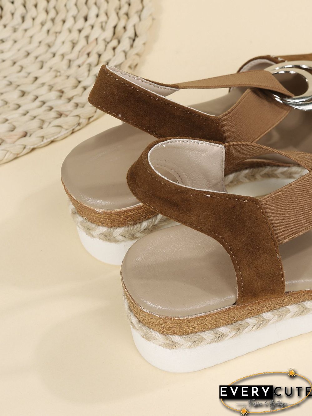 Metal Woven Wedge Platform Roman Sandals