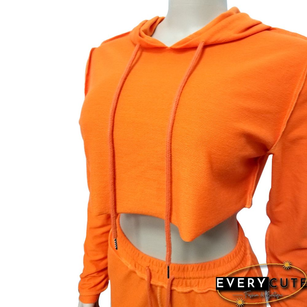 Orange Crop Hoodie with Pant Set