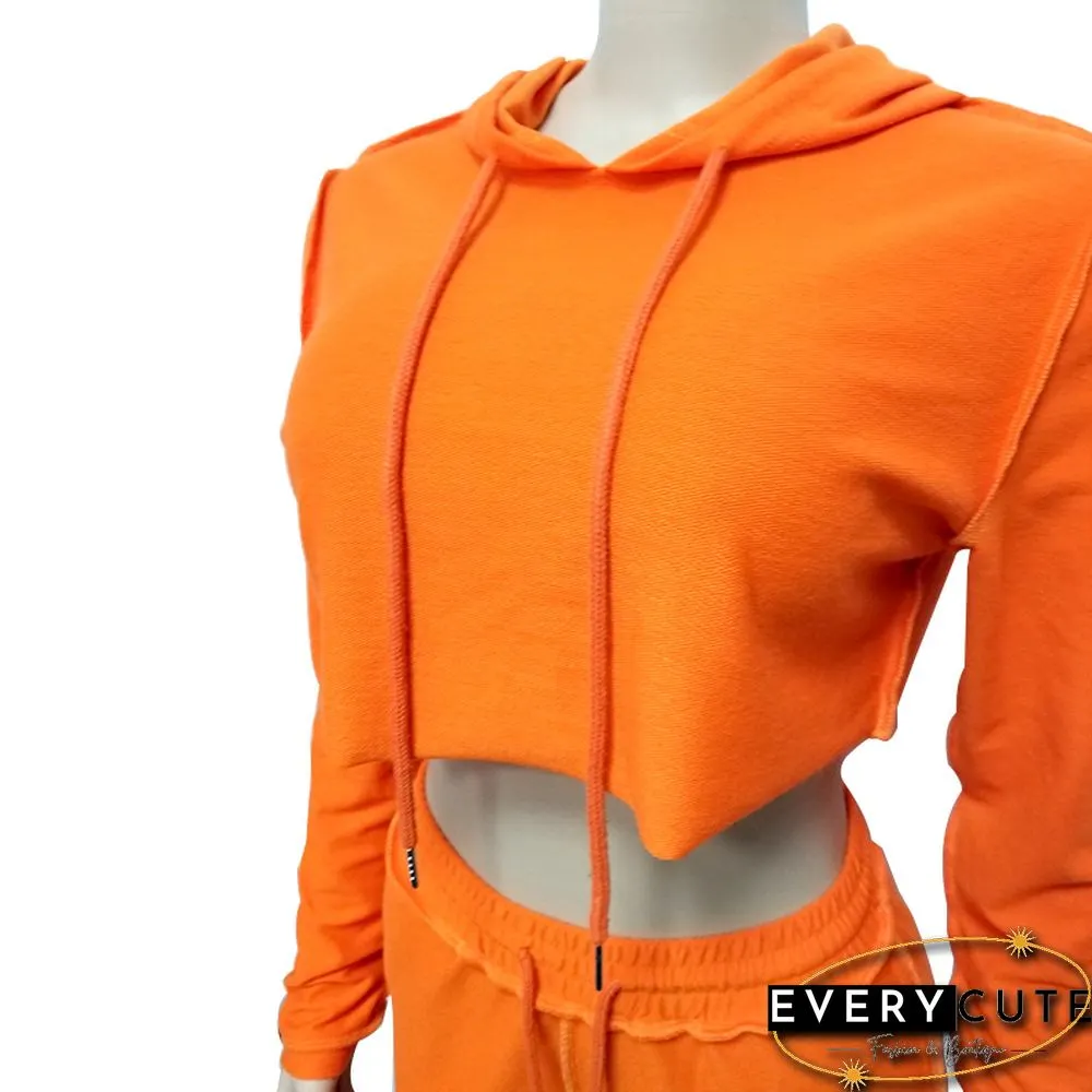 Orange Crop Hoodie with Pant Set