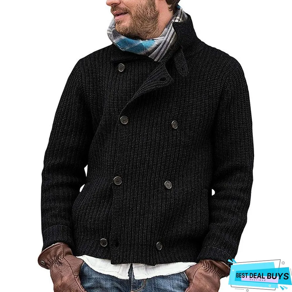 Men's Solid Color Button Knit Coat