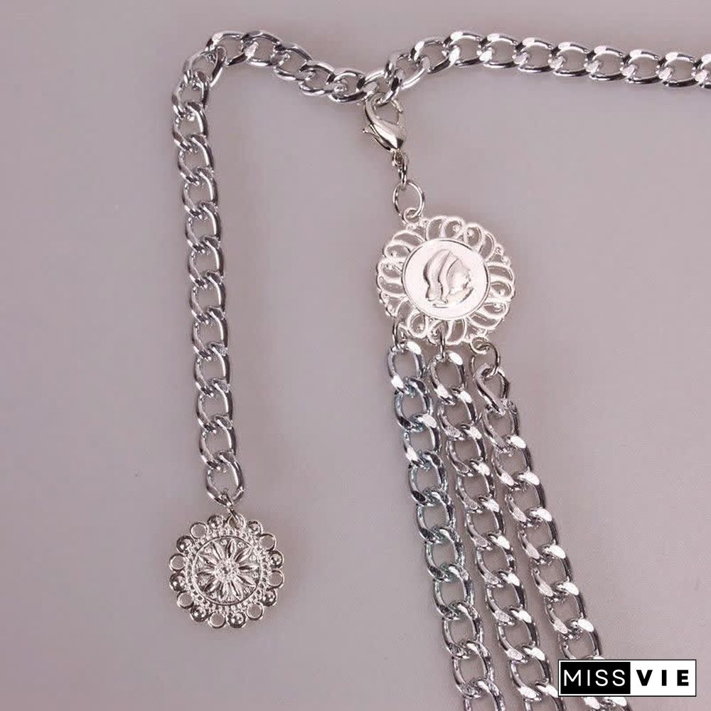 Sunflower Multilayer Waist Chain Belt for Dress Jeans Trous