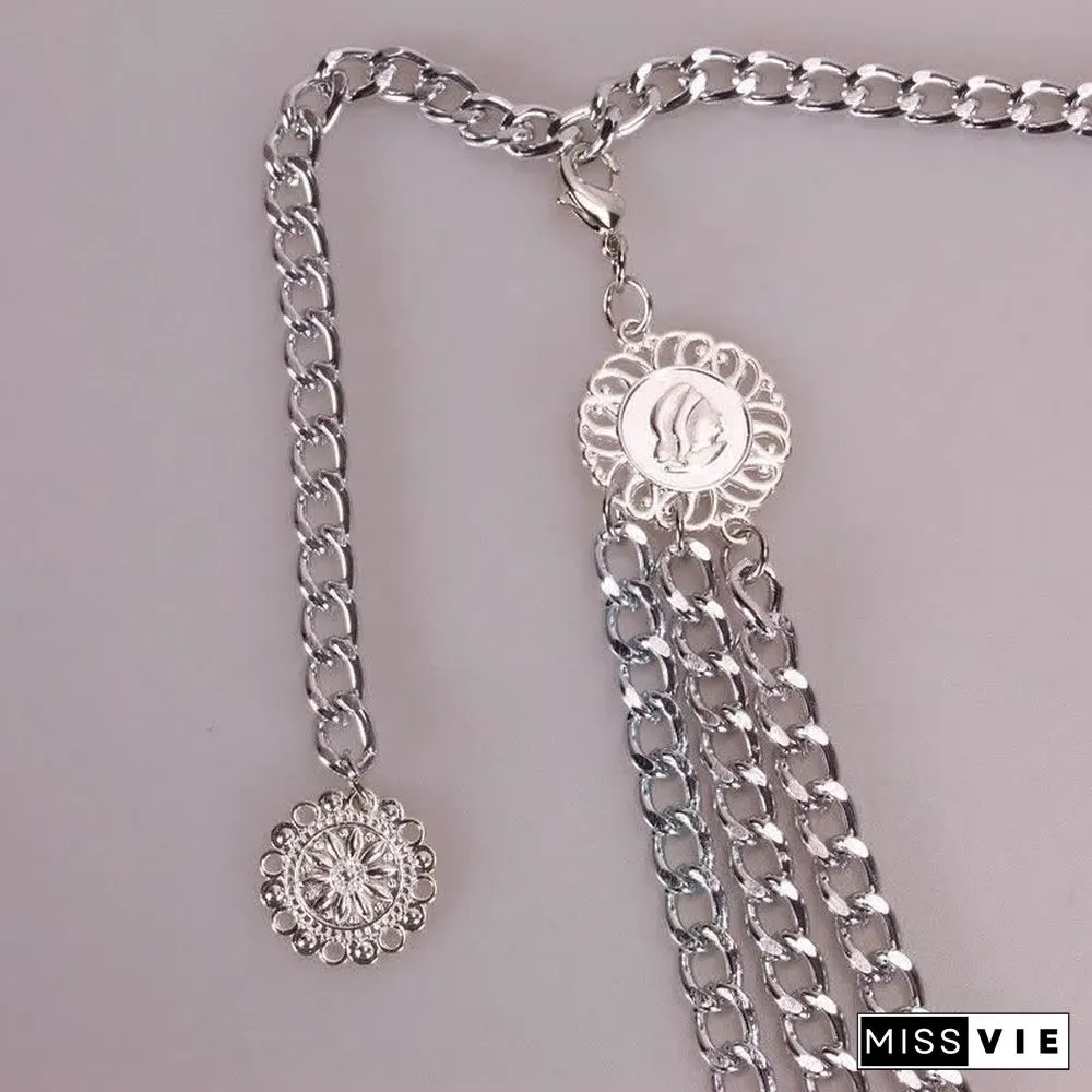 Sunflower Multilayer Waist Chain Belt for Dress Jeans Trous