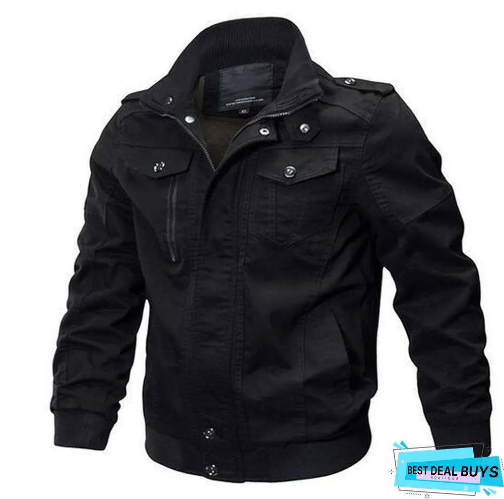 Men Denim Jacket Big Size Military Tactical Jeans Jacket Solid Casual Air Force Pilot Coat