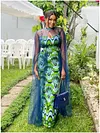 Printed Classic Empire High-Neck Maxi Dresses
