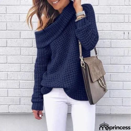 Openwork Off-Shoulder Sweater