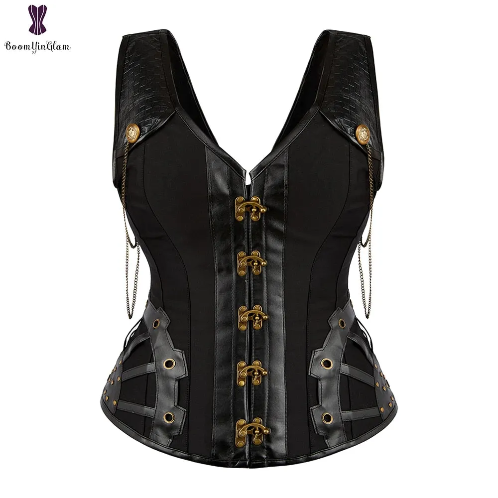 Steampunk Corset Sexy Bustier Top Gothic Leather Corset Overbust Corselet Vest Shaper Women Body Shapewear Slimming Belly Sheath