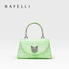 BAFELLI 2024 WOMEN'S NEW BAG ORIGINAL DESIGNER LUXURY BRAND CAT CASUAL STYLE TREND PURSE CROCODILE LEATHER HANDBAGS