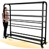 [US Local Warehouse] Fabric Roll Storage Rack with Wheel Large Textile Fabric Display Rack Floor-To-Ceiling Adjustable Hanging Rod Bracket Display Shelf Movable Organizer Holder for Curtain/Wallpaper/Tablecloth