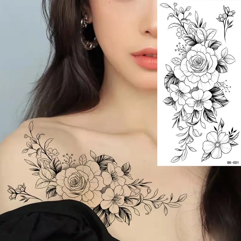 Sdrawing Tattoos New Flash Waterproof Temporary Tattoo Sticker Lip Print Flowers Butterfly Body Art Arm Fake Sleeve Tatoo for Women
