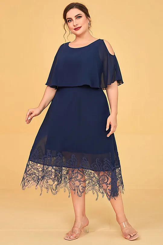 Plus Size Blue and Navy Blue Dresses - Flycurvy