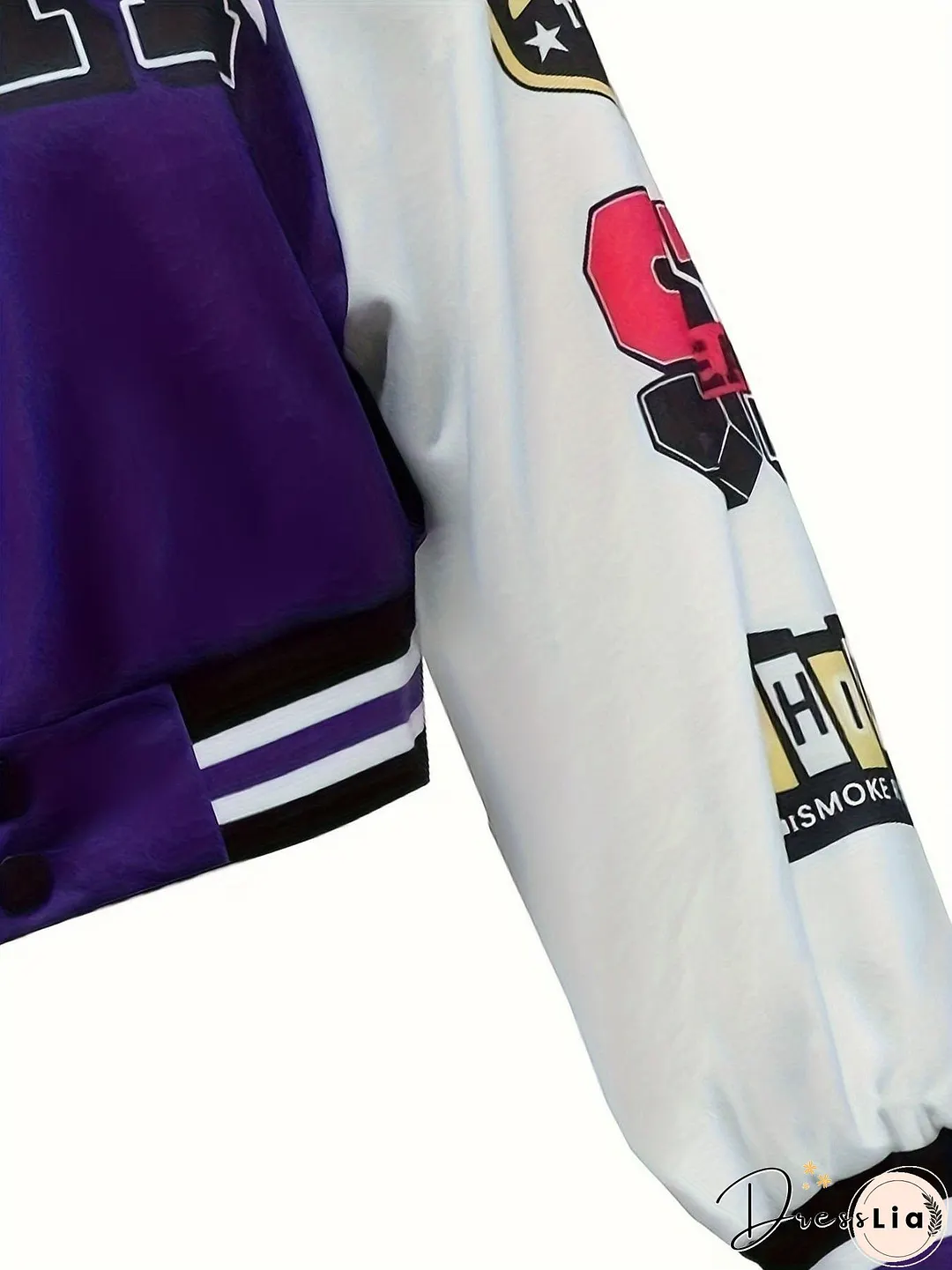Casual Varsity Stylish Letter Print Button Front Jacket