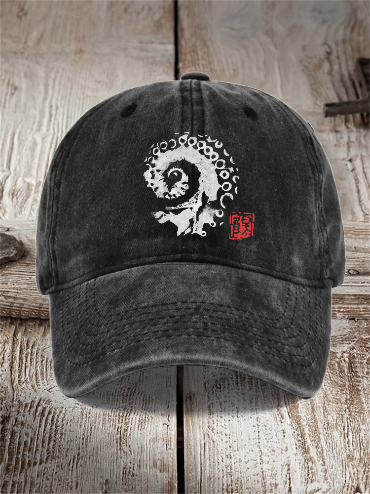 Octopus Tentacle Japanese Art Washed Cap  artssus