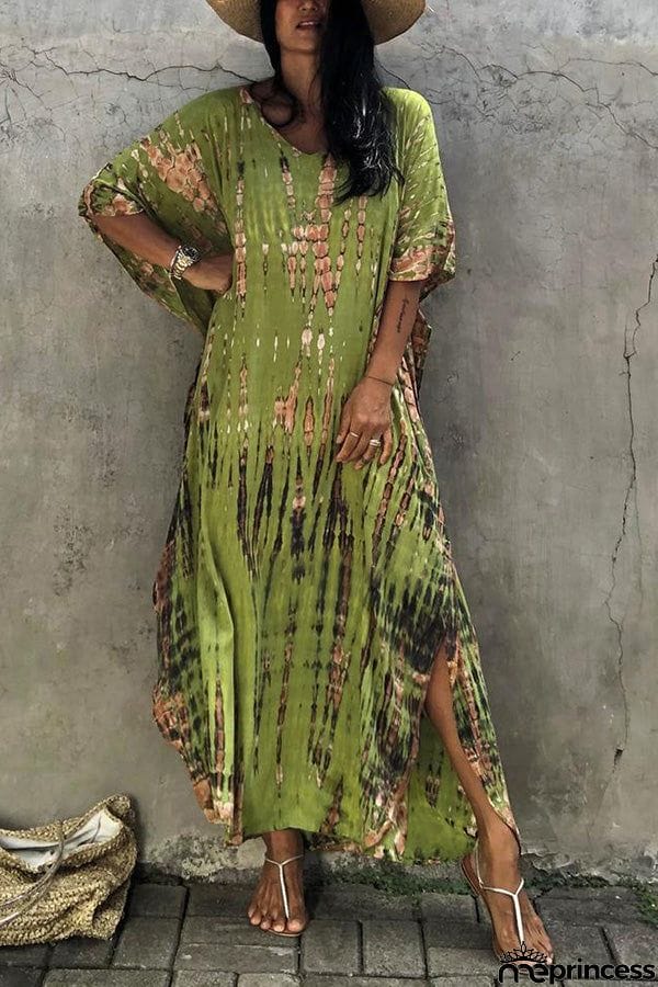 Live Freely Tie Dye Boho Loose Cover-up Dress
