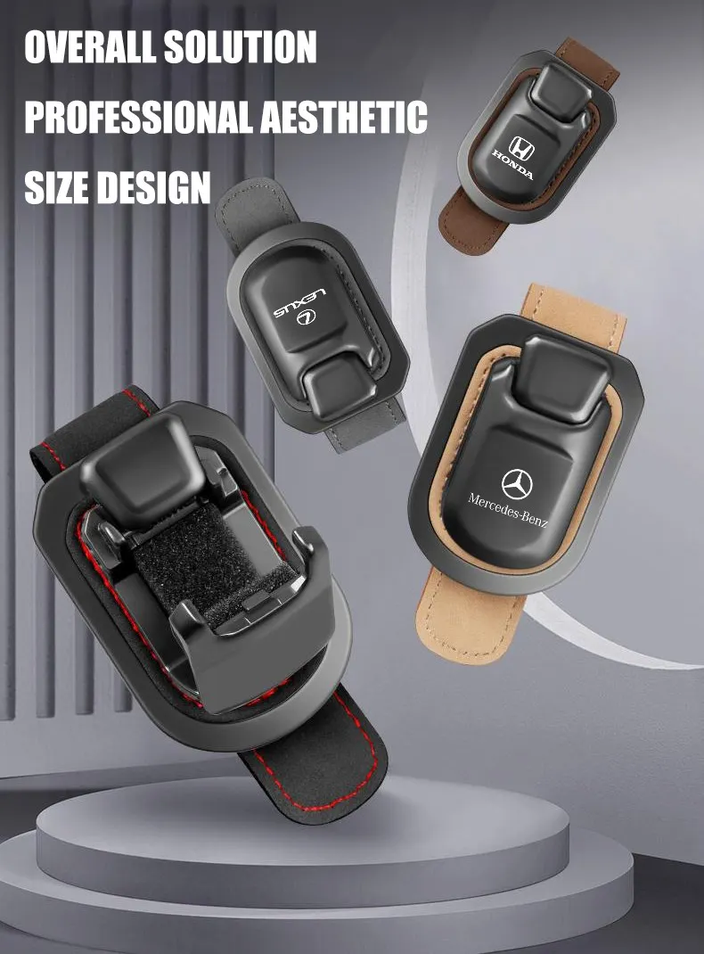 Car-mounted multi-functional suede leather glasses holder